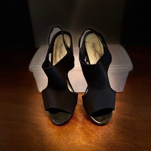 Angel Steps, black sling sandals